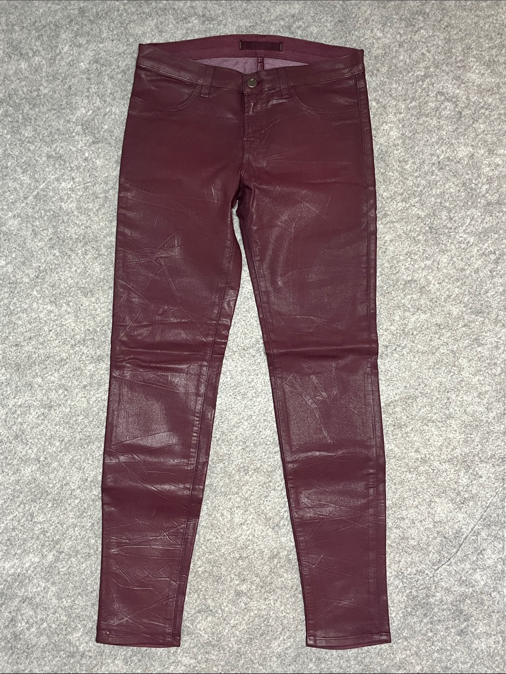 J Brand Women's Burgundy Coated Skinny Jeans